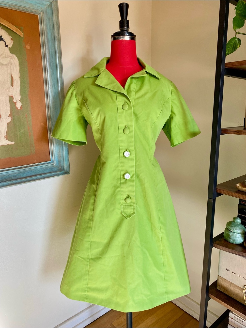 Vintage Lime Green Shirt Dress